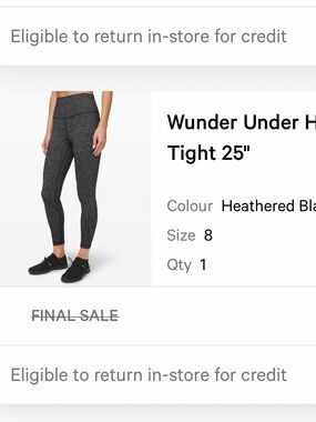 Wunder Under High-Rise Tight 25" - Heathered Black size 8
